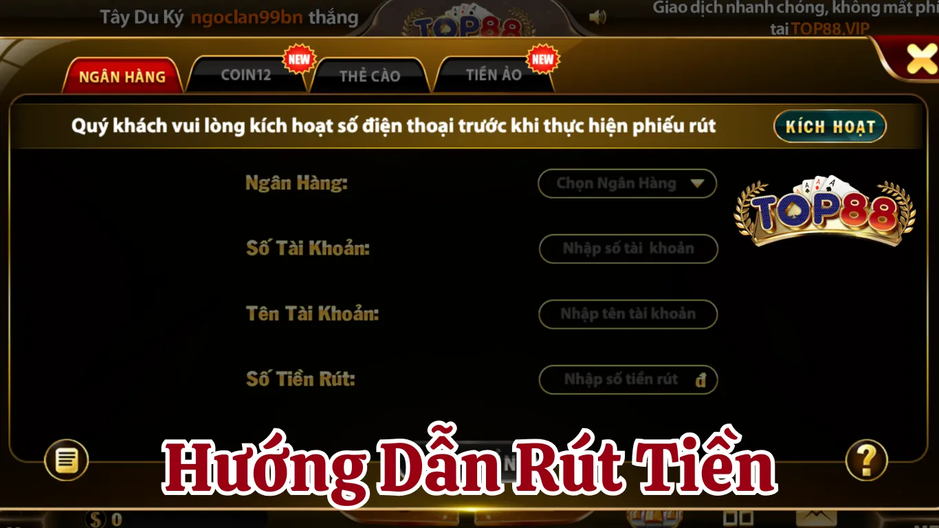 Hướng Dẫn Rút Tiền Top88 Nhanh Chóng Với Nhiều Phương Thức Uy Tín Hướng dẫn rút tiền Top88 chính xác và chi tiết